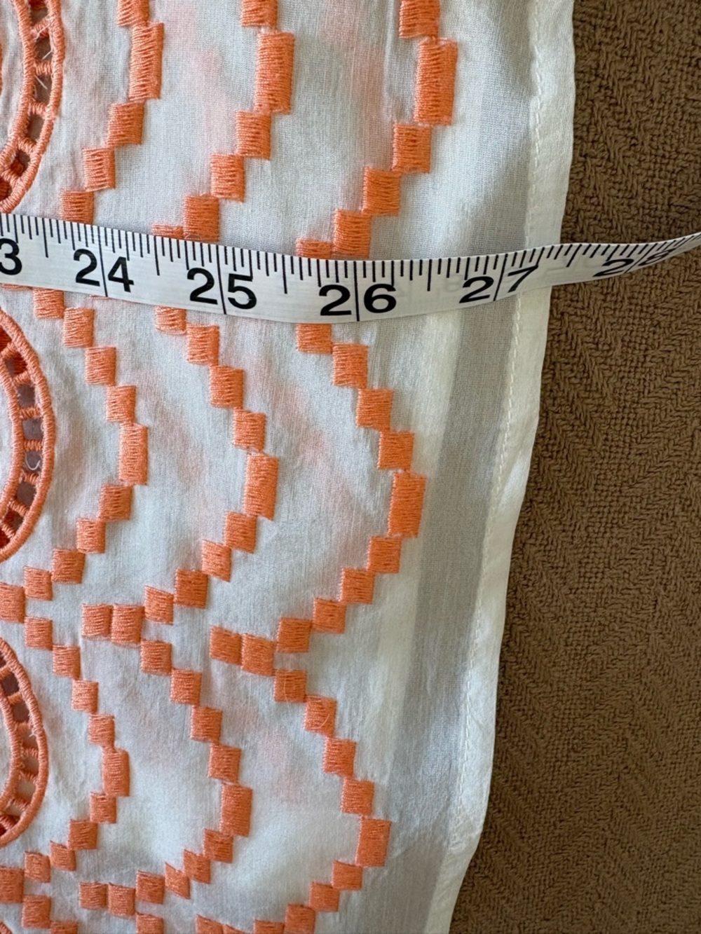Women's Silk  White Blouse with Orange Embroidered Pattern - Picture 6 of 11